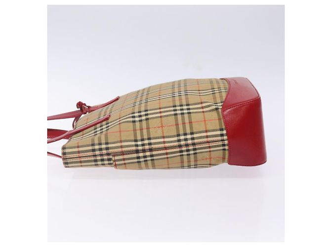 Borsa Tote Nova Check Burberry Canvas Beige Oro Auth 142111 D'oro - vista 4