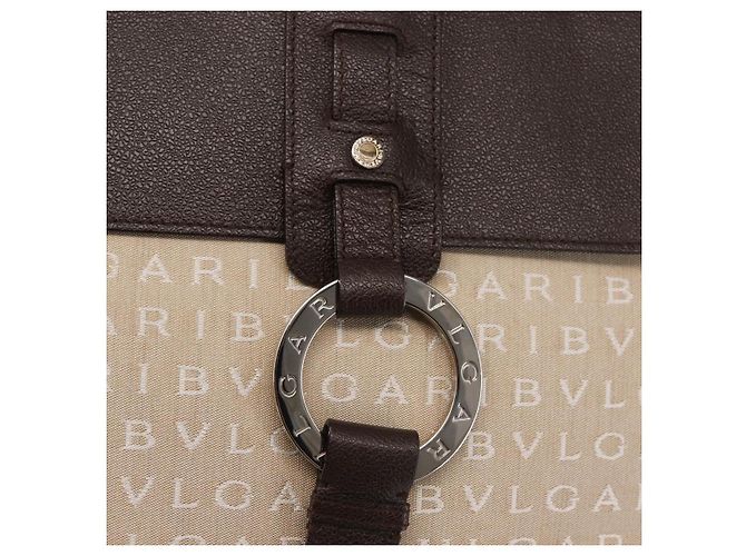 Bulgari Borsa Tote BVLGARI Logo Mania Canvas Beige Argento Auth BA5834 - vista 10