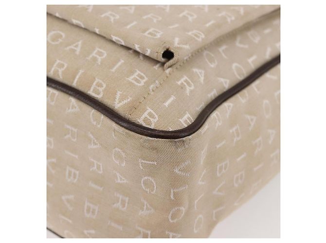Bulgari Borsa Tote BVLGARI Logo Mania Canvas Beige Argento Auth BA5834 - vista 14