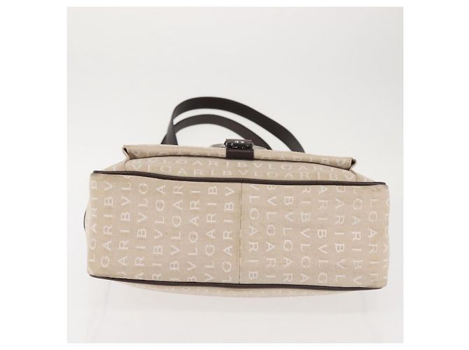 Bulgari Borsa Tote BVLGARI Logo Mania Canvas Beige Argento Auth BA5834 - vista 5