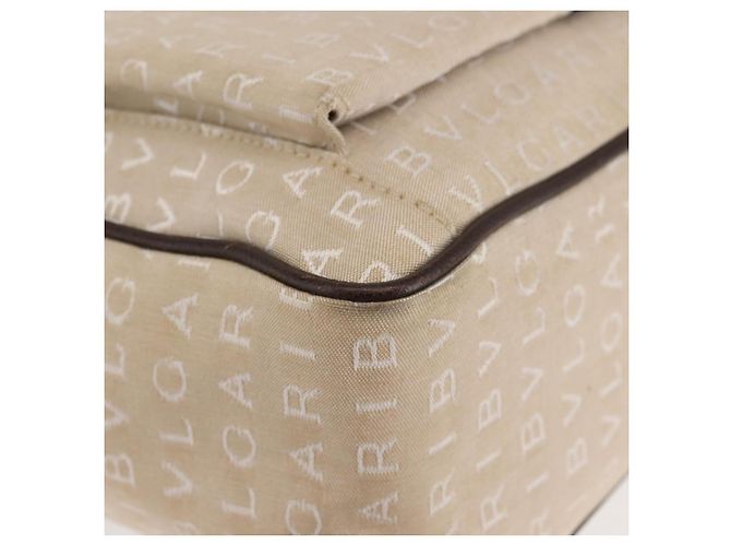 Bulgari Borsa Tote BVLGARI Logo Mania Canvas Beige Argento Auth BA5834 - vista 9