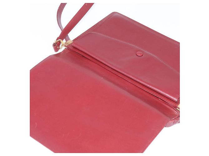 CARTIER Borsa a Spalla Must Line Pelle Bordeaux Oro Auth bs29536 D'oro Bordò - vista 10