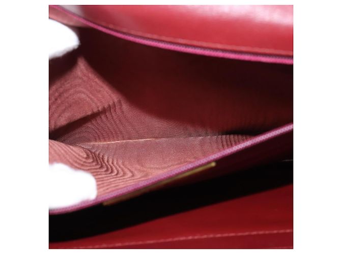 CARTIER Borsa a Spalla Must Line Pelle Bordeaux Oro Auth bs29536 D'oro Bordò - vista 12