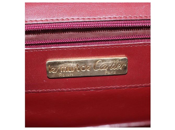 CARTIER Borsa a Spalla Must Line Pelle Bordeaux Oro Auth bs29536 D'oro Bordò - vista 17
