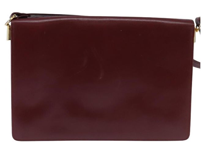 CARTIER Borsa a Spalla Must Line Pelle Bordeaux Oro Auth bs29536 D'oro Bordò - vista 2