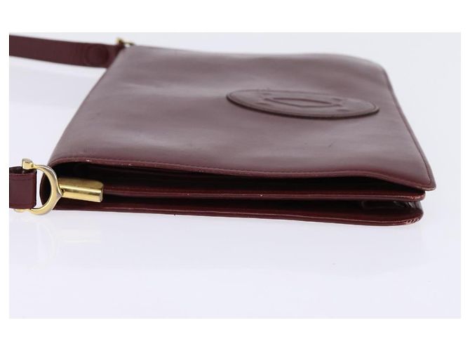 CARTIER Borsa a Spalla Must Line Pelle Bordeaux Oro Auth bs29536 D'oro Bordò - vista 3