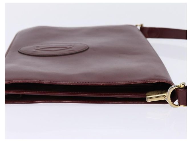 CARTIER Borsa a Spalla Must Line Pelle Bordeaux Oro Auth bs29536 D'oro Bordò - vista 4