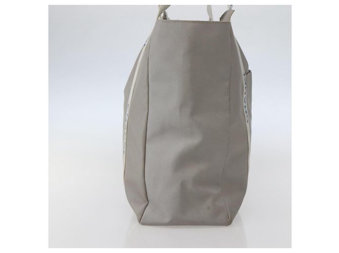 Chanel Borsa Tote in Nylon Grigio Argento CC Auth bs29478 Marrone - vista 3