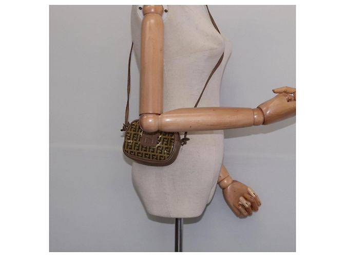 Fendi Borsa a spalla in tela Zucchino beige Auth ep10936 - vista 18