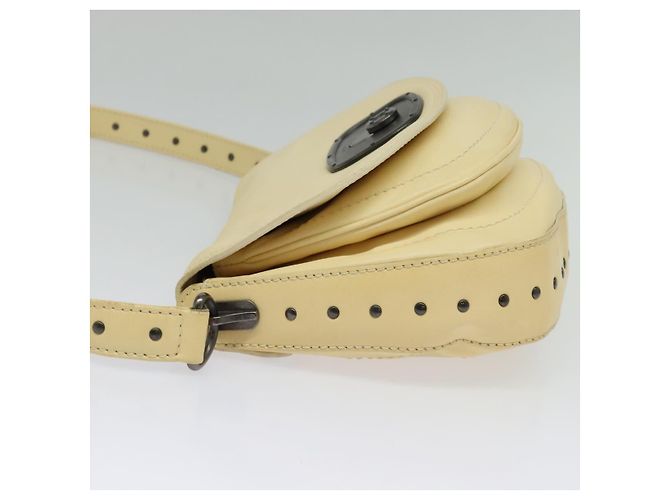 Céline Borsa a Spalla in Pelle CELINE con Borchie Crema Auth 141874 Crudo - vista 3