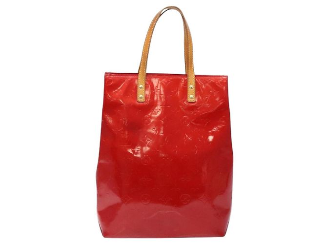 LOUIS VUITTON Monogram Vernis Reade MM Borsa a Mano Rossa M91086 LV Auth 141504 Rosso - vista 13