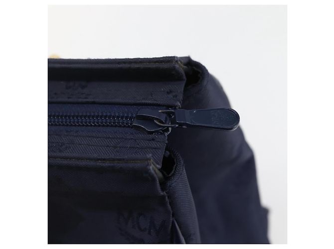 MCM Vicetos Logogram Tote Bag aus Canvas Navy Gold Auth BA5744 Golden Marineblau - Ansicht 10