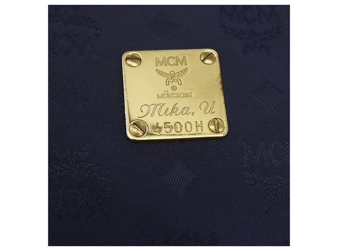 MCM Vicetos Logogram Tote Bag aus Canvas Navy Gold Auth BA5744 Golden Marineblau - Ansicht 12