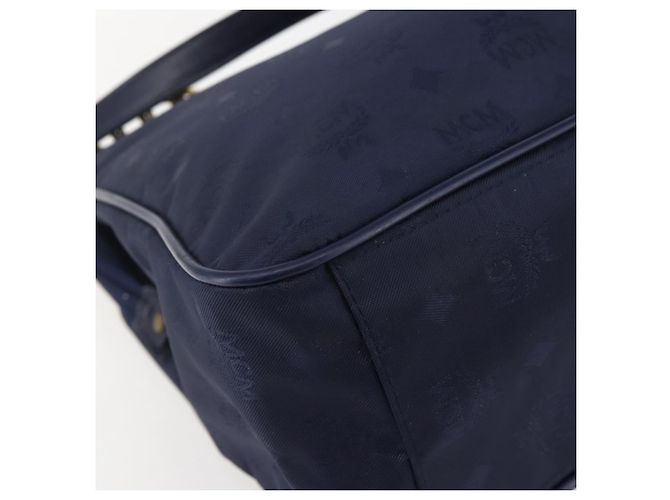 MCM Vicetos Logogram Tote Bag aus Canvas Navy Gold Auth BA5744 Golden Marineblau - Ansicht 16