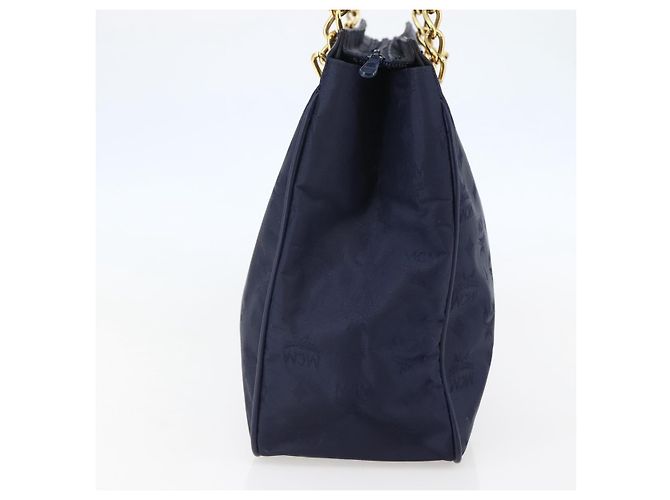 MCM Vicetos Logogram Tote Bag aus Canvas Navy Gold Auth BA5744 Golden Marineblau - Ansicht 3
