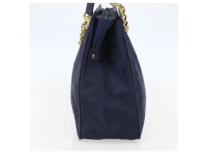 MCM Vicetos Logogram Tote Bag aus Canvas Navy Gold Auth BA5744 Golden Marineblau - Ansicht 4