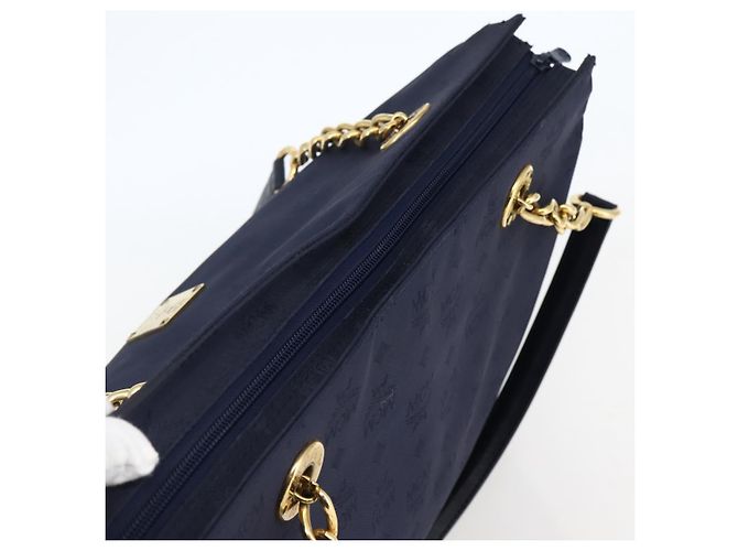 MCM Vicetos Logogram Tote Bag aus Canvas Navy Gold Auth BA5744 Golden Marineblau - Ansicht 6