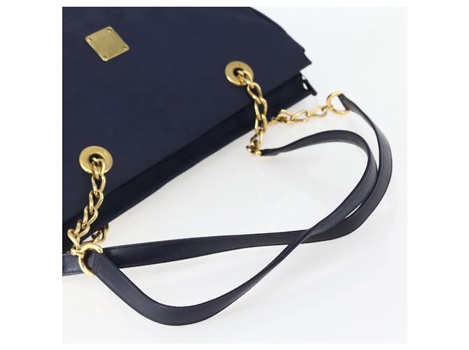MCM Vicetos Logogram Tote Bag aus Canvas Navy Gold Auth BA5744 Golden Marineblau - Ansicht 7