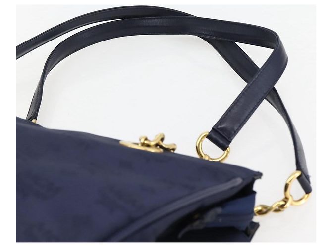 MCM Vicetos Logogram Tote Bag aus Canvas Navy Gold Auth BA5744 Golden Marineblau - Ansicht 8