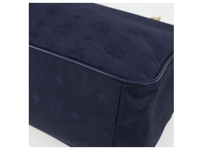 MCM Vicetos Logogram Tote Bag aus Canvas Navy Gold Auth BA5744 Golden Marineblau - Ansicht 9