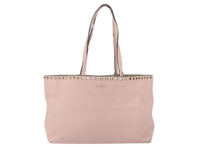 Borsa Tote in Pelle Valentino Studs Rosa Oro Auth BA5305 D'oro - vista 13