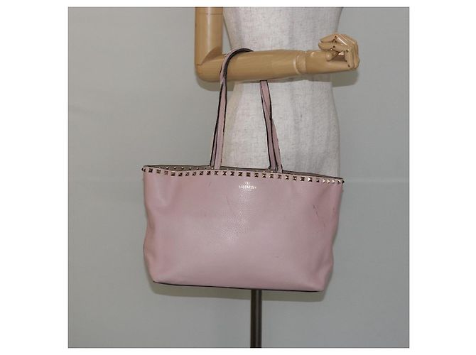 Borsa Tote in Pelle Valentino Studs Rosa Oro Auth BA5305 D'oro - vista 23