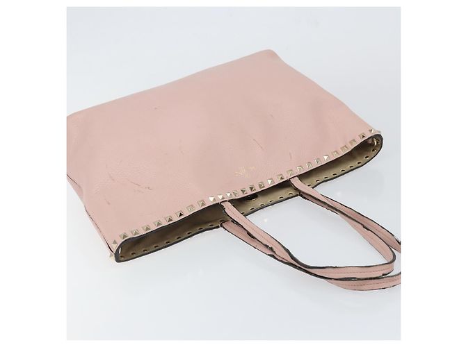 Borsa Tote in Pelle Valentino Studs Rosa Oro Auth BA5305 D'oro - vista 6