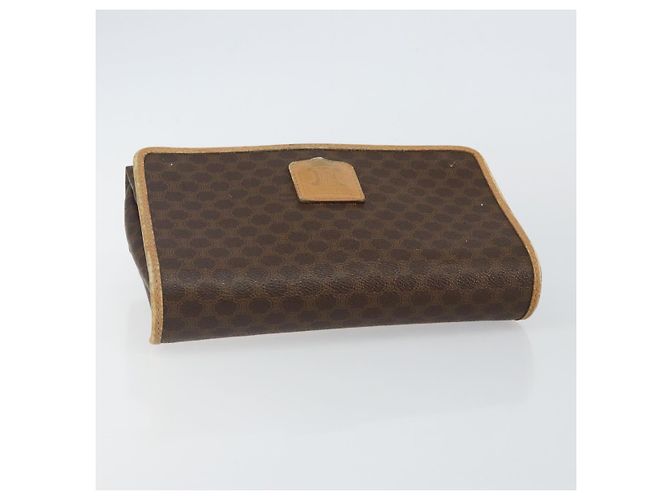 Céline Borsa a Spalla in Tela Macadam CELINE in Pelle PVC Marrone Oro Auth ep10882 D'oro - vista 5