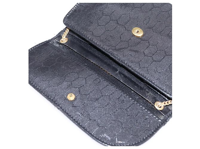 Borsa a spalla in tela a nido d'ape Christian Dior nera e oro Auth BA5626 Nero D'oro - vista 10