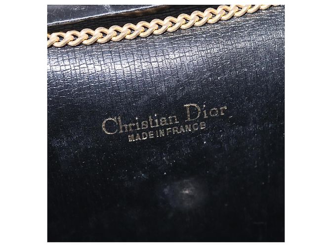 Borsa a spalla in tela a nido d'ape Christian Dior nera e oro Auth BA5626 Nero D'oro - vista 11