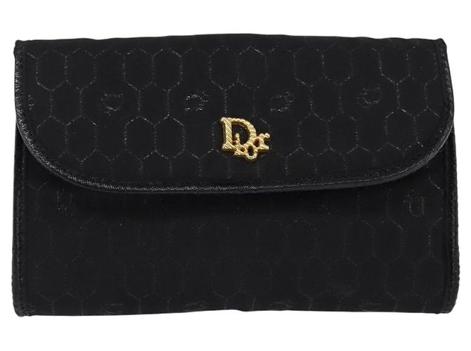 Borsa a spalla in tela a nido d'ape Christian Dior nera e oro Auth BA5626 Nero D'oro - vista 13