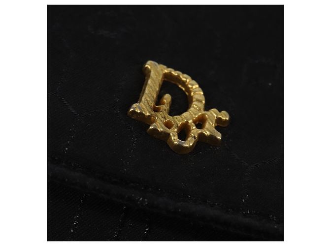 Borsa a spalla in tela a nido d'ape Christian Dior nera e oro Auth BA5626 Nero D'oro - vista 17