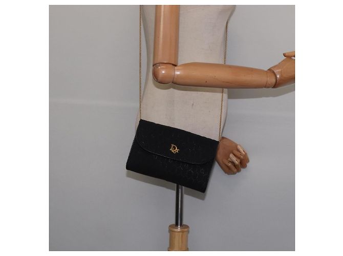 Borsa a spalla in tela a nido d'ape Christian Dior nera e oro Auth BA5626 Nero D'oro - vista 20