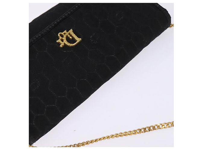 Borsa a spalla in tela a nido d'ape Christian Dior nera e oro Auth BA5626 Nero D'oro - vista 6