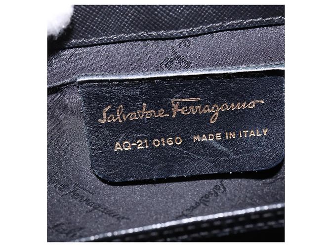 Borsa a mano in pelle Gancini Salvatore Ferragamo 2 in 1 Nero Oro Auth BA5941 - vista 12