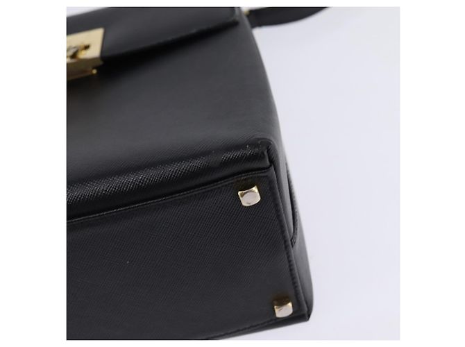 Borsa a mano in pelle Gancini Salvatore Ferragamo 2 in 1 Nero Oro Auth BA5941 - vista 15