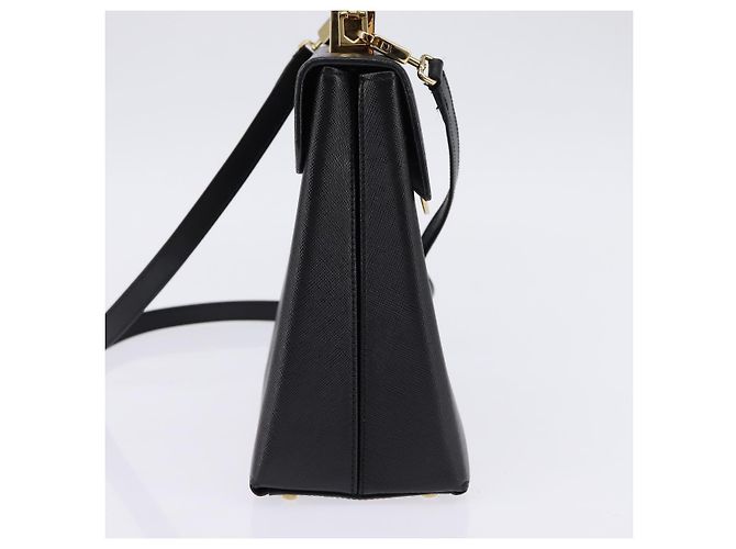 Borsa a mano in pelle Gancini Salvatore Ferragamo 2 in 1 Nero Oro Auth BA5941 - vista 3