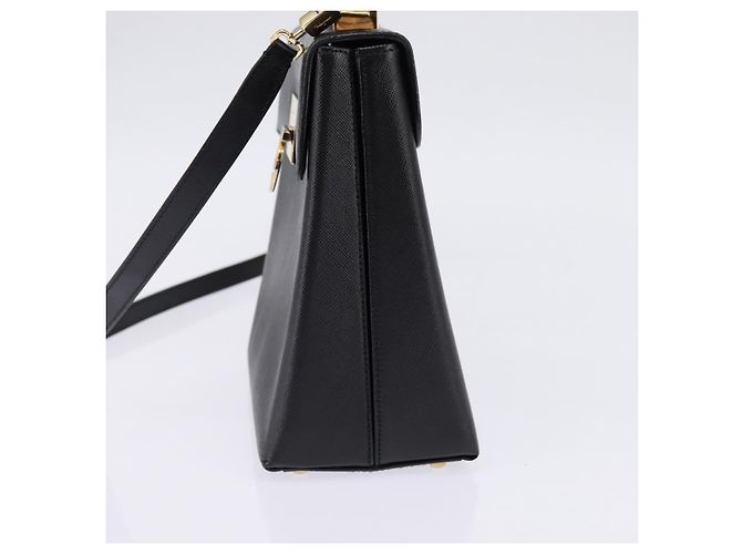 Borsa a mano in pelle Gancini Salvatore Ferragamo 2 in 1 Nero Oro Auth BA5941 - vista 4