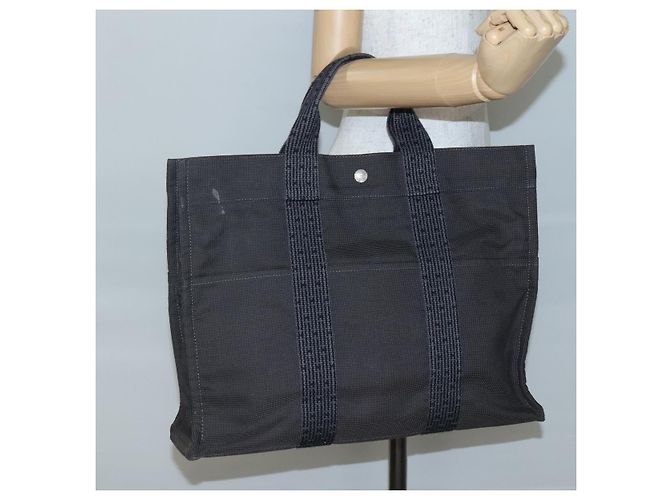 Hermès HERMES Handtasche Her Line MM Canvas Grau Silber Auth 141514 Braun - Ansicht 19