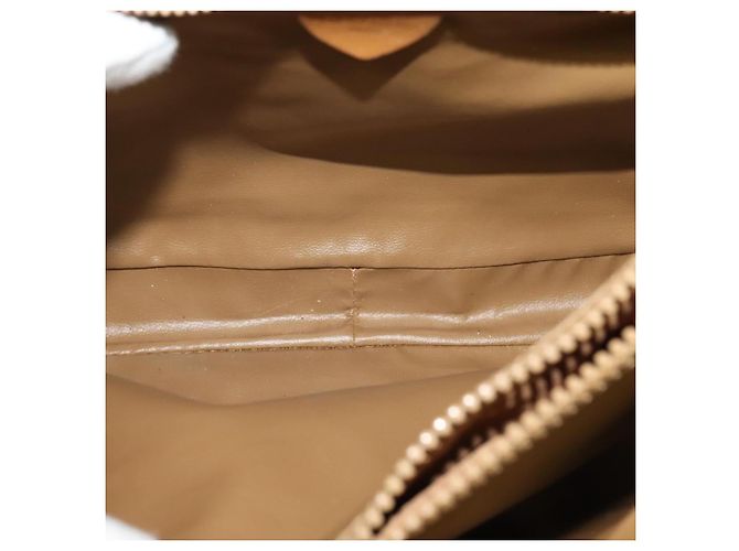 Céline Bolsa de mão em lona Macadam CELINE PVC Bege Ouro Auth 141071 Dourado - vista 10