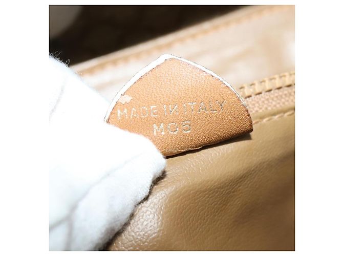Céline Bolsa de mão em lona Macadam CELINE PVC Bege Ouro Auth 141071 Dourado - vista 12