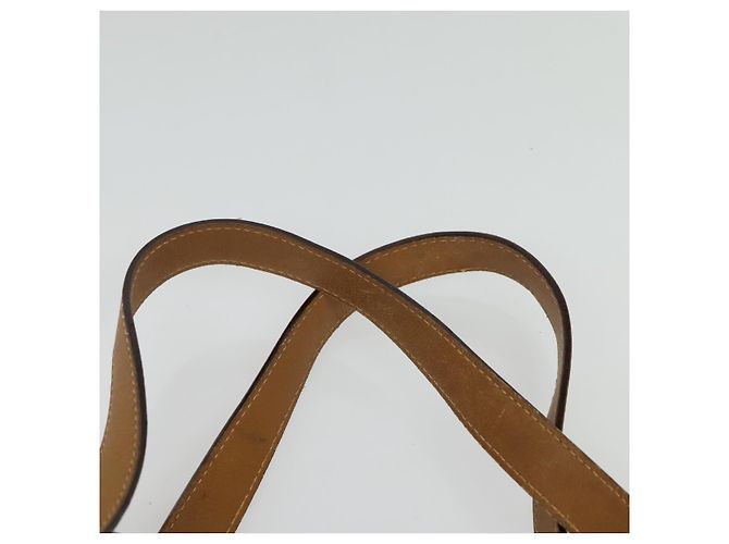 Céline Bolsa de mão em lona Macadam CELINE PVC Bege Ouro Auth 141071 Dourado - vista 14