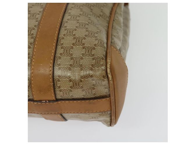 Céline Bolsa de mão em lona Macadam CELINE PVC Bege Ouro Auth 141071 Dourado - vista 15