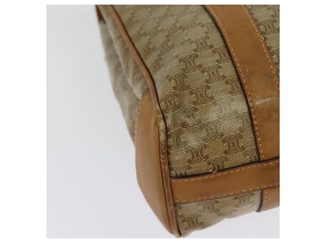 Céline Bolsa de mão em lona Macadam CELINE PVC Bege Ouro Auth 141071 Dourado - vista 16