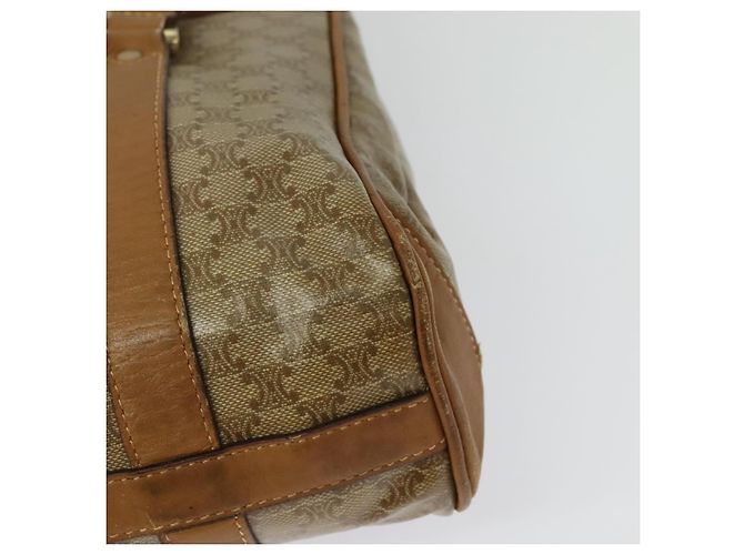 Céline Bolsa de mão em lona Macadam CELINE PVC Bege Ouro Auth 141071 Dourado - vista 17
