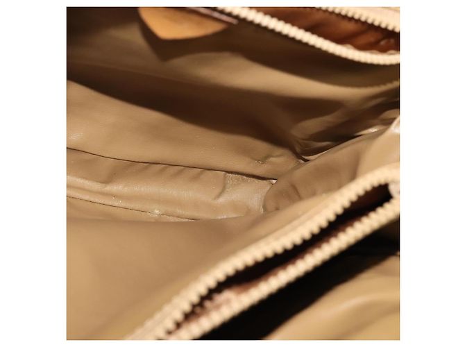 Céline Bolsa de mão em lona Macadam CELINE PVC Bege Ouro Auth 141071 Dourado - vista 20