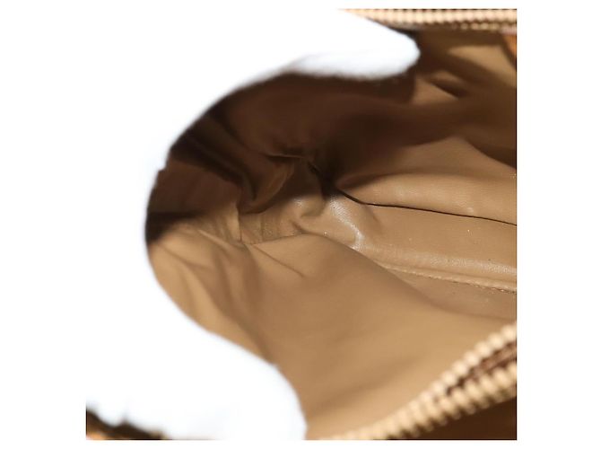 Céline Bolsa de mão em lona Macadam CELINE PVC Bege Ouro Auth 141071 Dourado - vista 21
