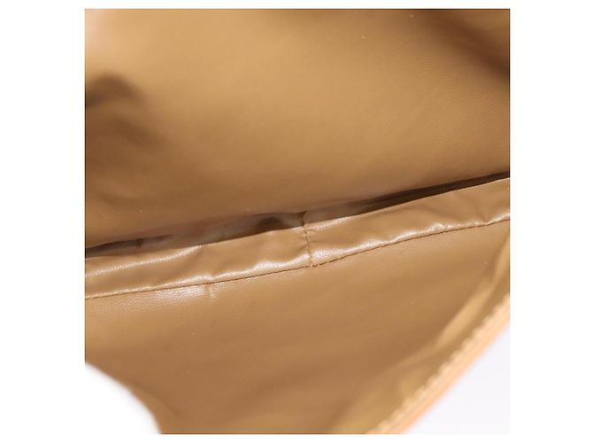 Céline Bolsa de mão em lona Macadam CELINE PVC Bege Ouro Auth 141071 Dourado - vista 22