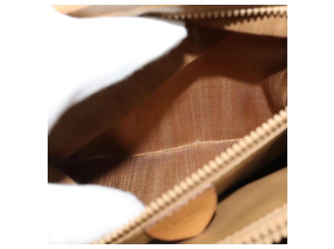 Céline Bolsa de mão em lona Macadam CELINE PVC Bege Ouro Auth 141071 Dourado - vista 23