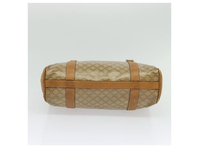 Céline Bolsa de mão em lona Macadam CELINE PVC Bege Ouro Auth 141071 Dourado - vista 5